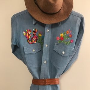 Vintage 70's embroidered denim shirt